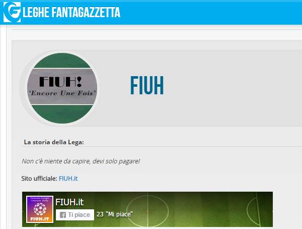 Facebook like box sulla nostra pagina Lega Fantagazzetta